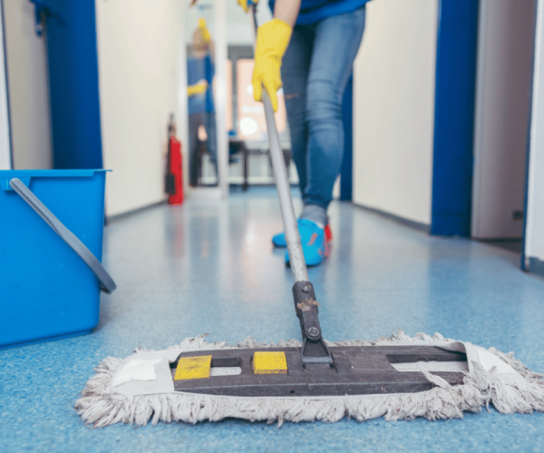 cleaner working inside a modern property